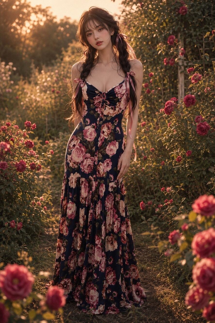 Beauty and Blooms cottagecore floral button front curve hugging maxi dress Sm